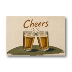 Beer Poster Cheers with Two Pint Glasses - Canvas Wall Art - Front