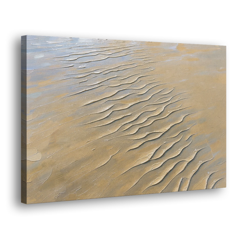 Beige Textured Wall Art of Rippled Tidal Sand - Canvas Wall Art - Side