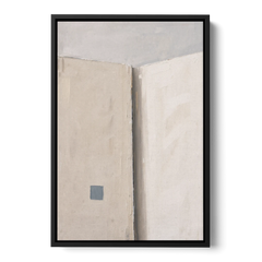 Beige Wall Art Fold with Slate Square - Black Framed Canvas Wall Art - Front