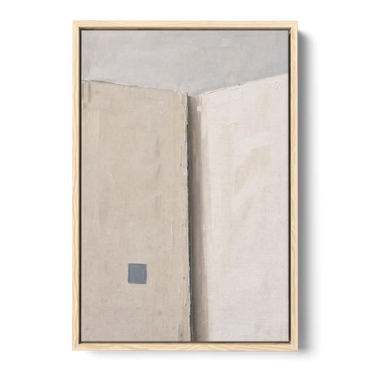 Beige Wall Art Fold with Slate Square - Oak Framed Canvas Wall Art - Front