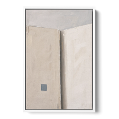 Beige Wall Art Fold with Slate Square - White Framed Canvas Wall Art - Front