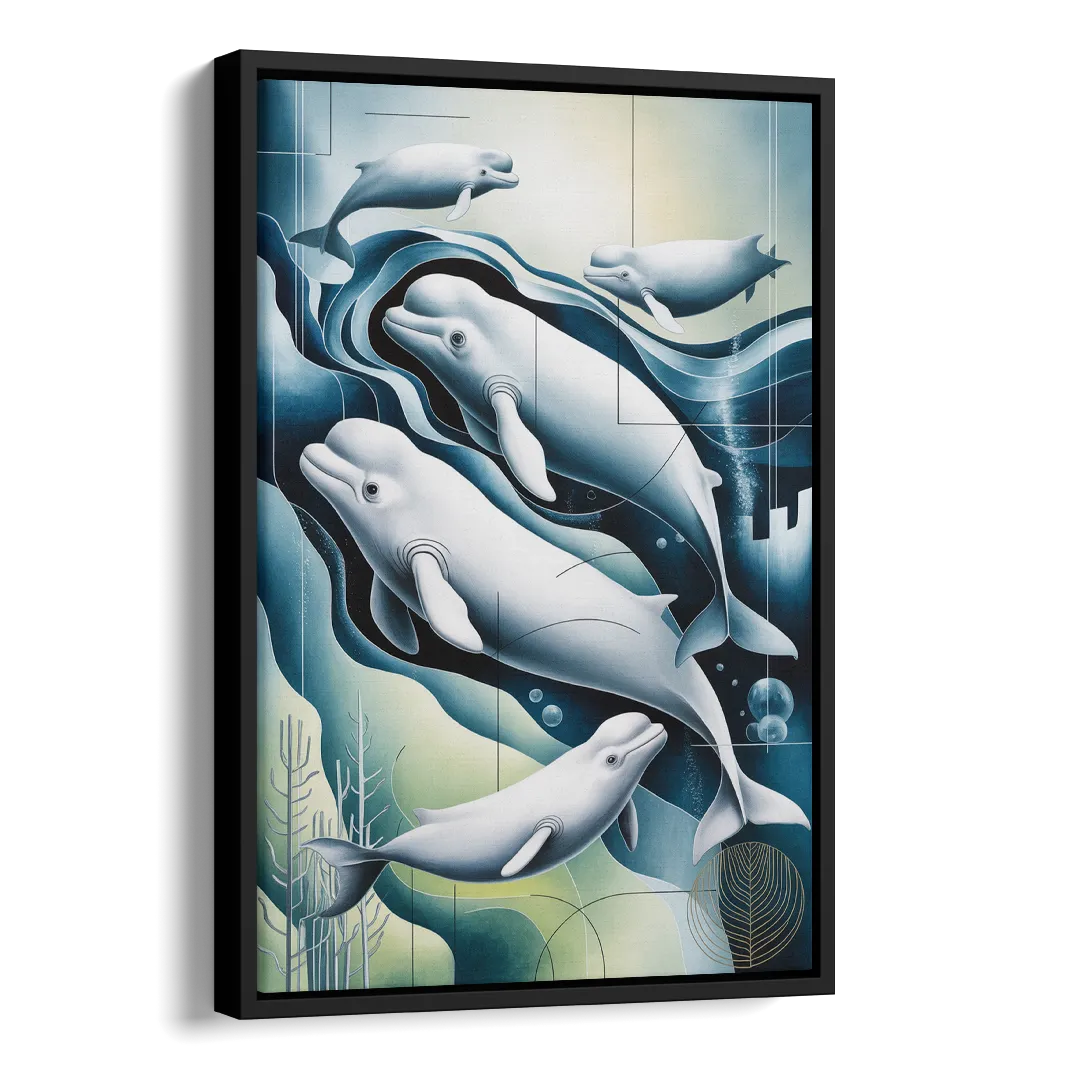 Beluga Waters Side - Black Canvas Wall Art