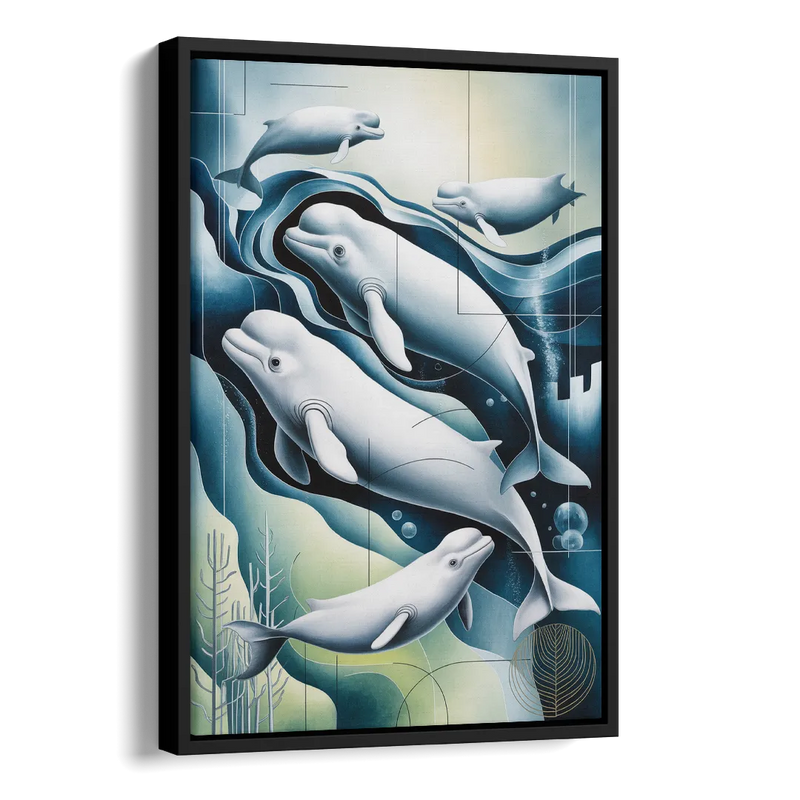 Beluga Waters Side - Black Canvas Wall Art