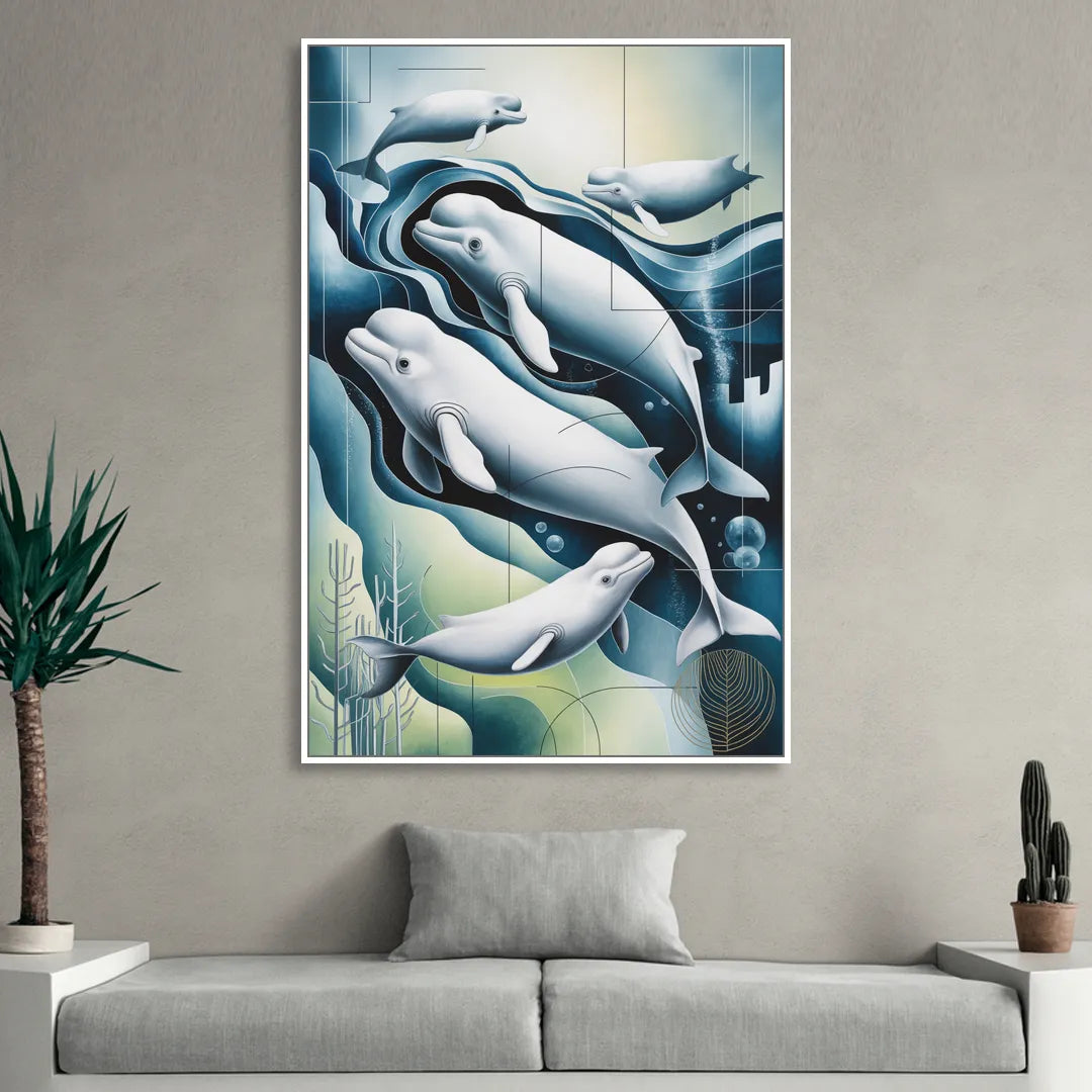 Beluga Waters Living Room - White Canvas Wall Art