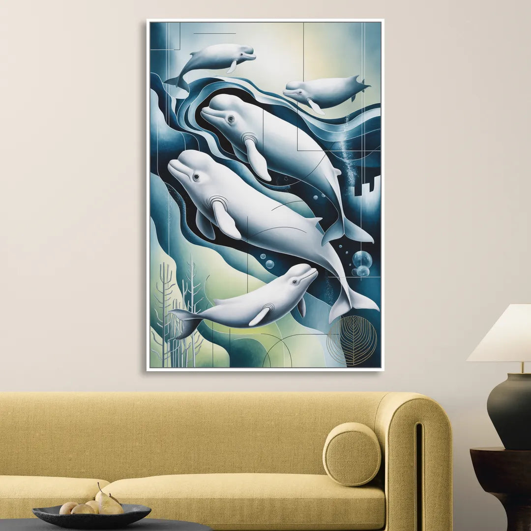 Beluga Waters Sitting Room - White Canvas Wall Art