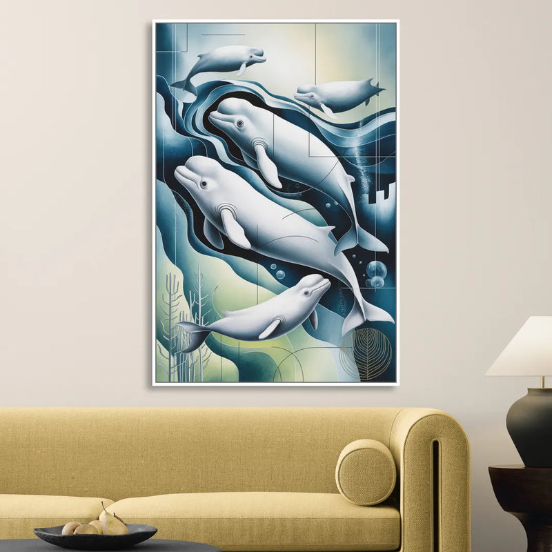 Beluga Waters Sitting Room - White Canvas Wall Art