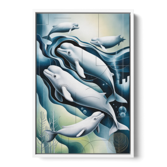 Beluga Waters - White Framed Canvas Wall Art - Front