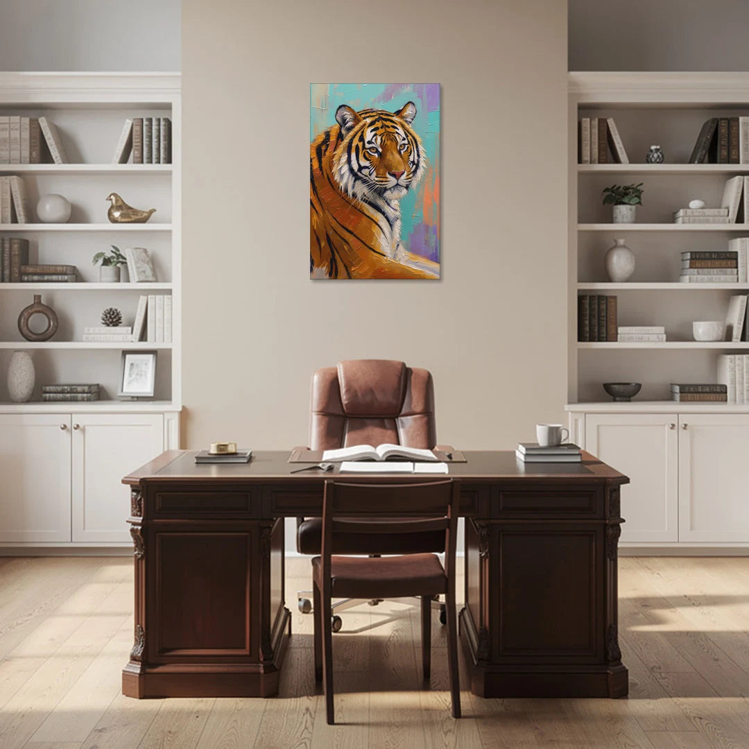 Bengal Tiger Painting Over the Shoulder - Canvas Wall Art - Office - 24x36