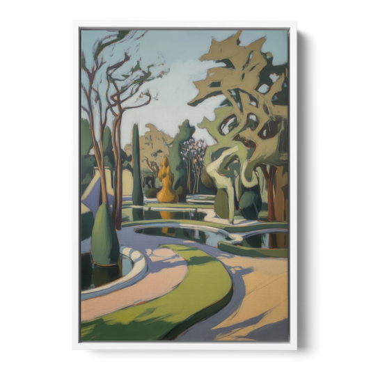 Benrath Palace Gardens - White Framed Canvas Wall Art - Front