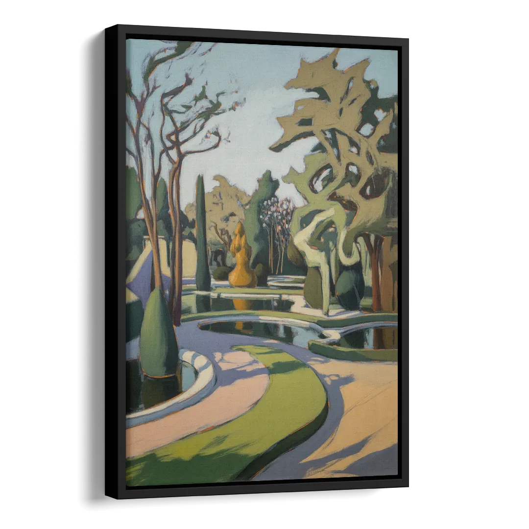 Benrath Palace Gardens Side - Black Canvas Wall Art