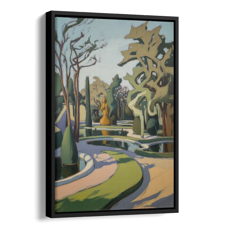 Benrath Palace Gardens Side - Black Canvas Wall Art
