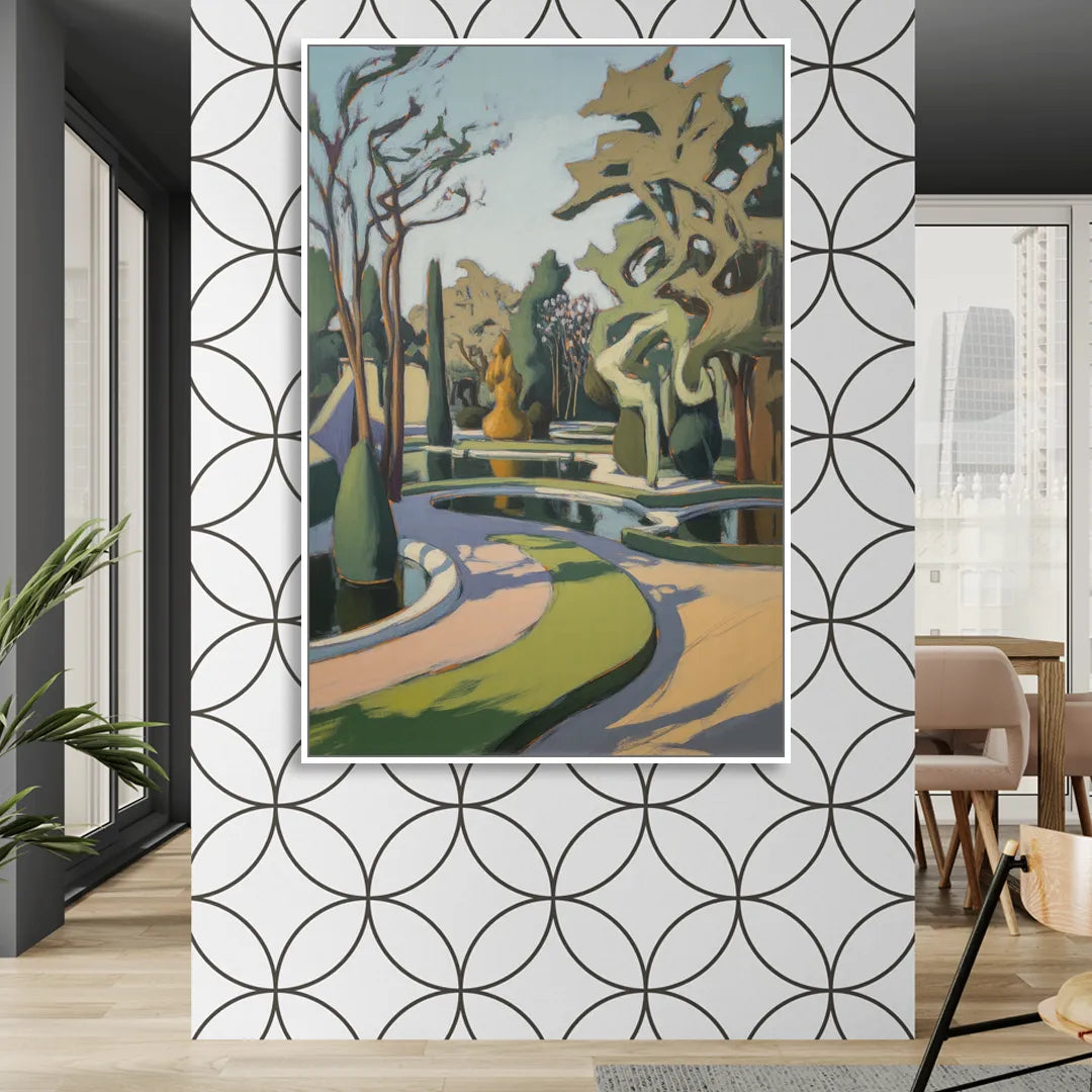 Benrath Palace Gardens Sitting Room - White Canvas Wall Art