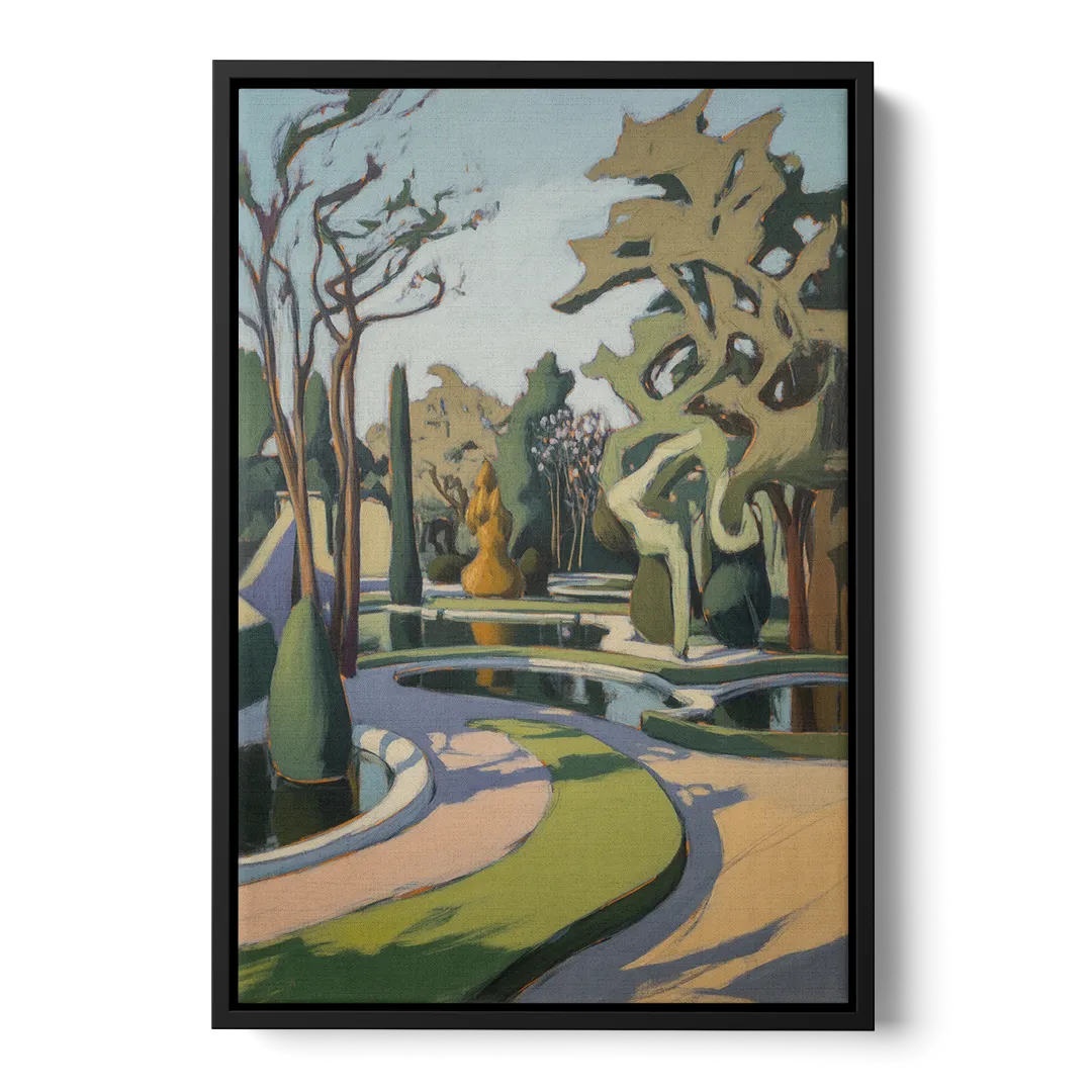 Benrath Palace Gardens Front - Black Canvas Wall Art