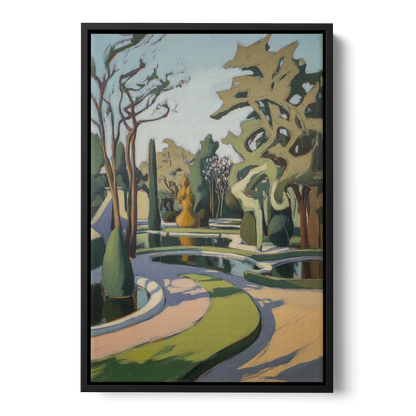 Benrath Palace Gardens Front - Black Canvas Wall Art