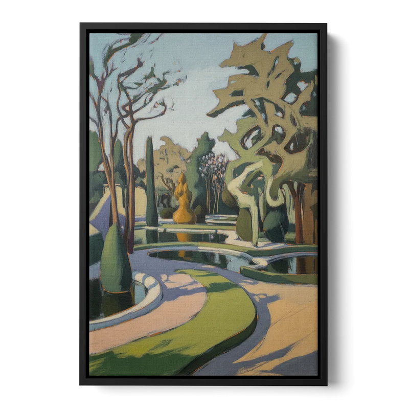 Benrath Palace Gardens Front - Black Canvas Wall Art