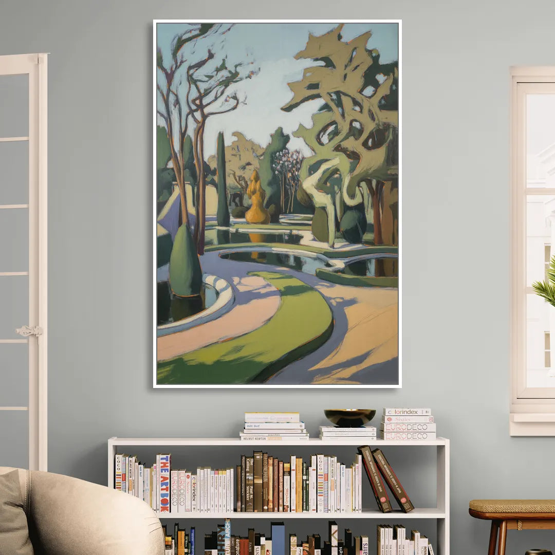 Benrath Palace Gardens Living Room - White Canvas Wall Art