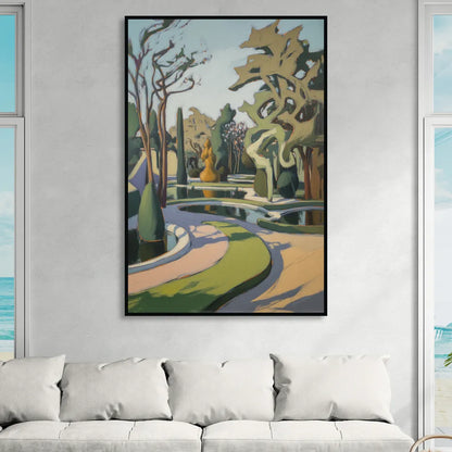 Benrath Palace Gardens Sitting Room - Black Canvas Wall Art