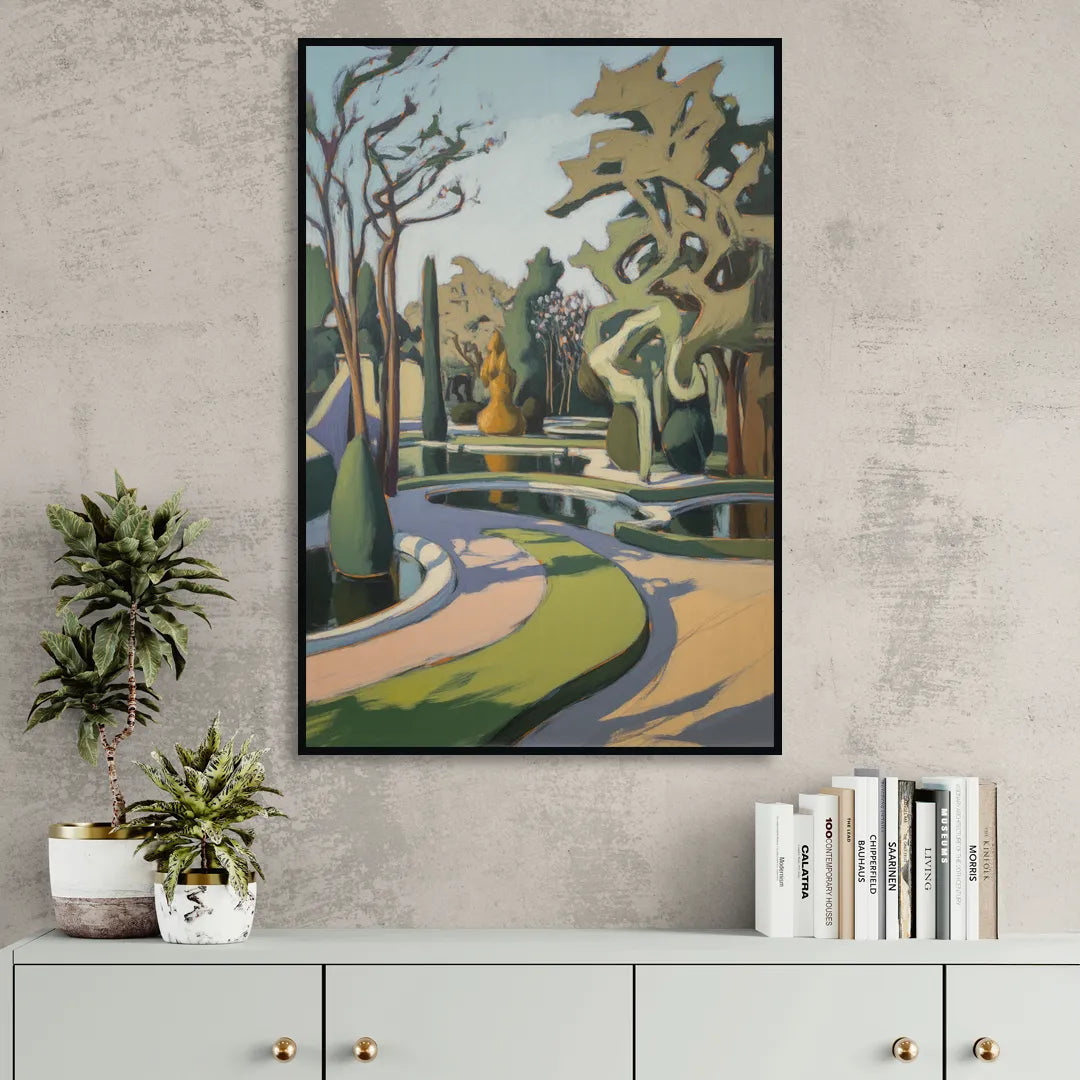 Benrath Palace Gardens Living Room - Black Canvas Wall Art