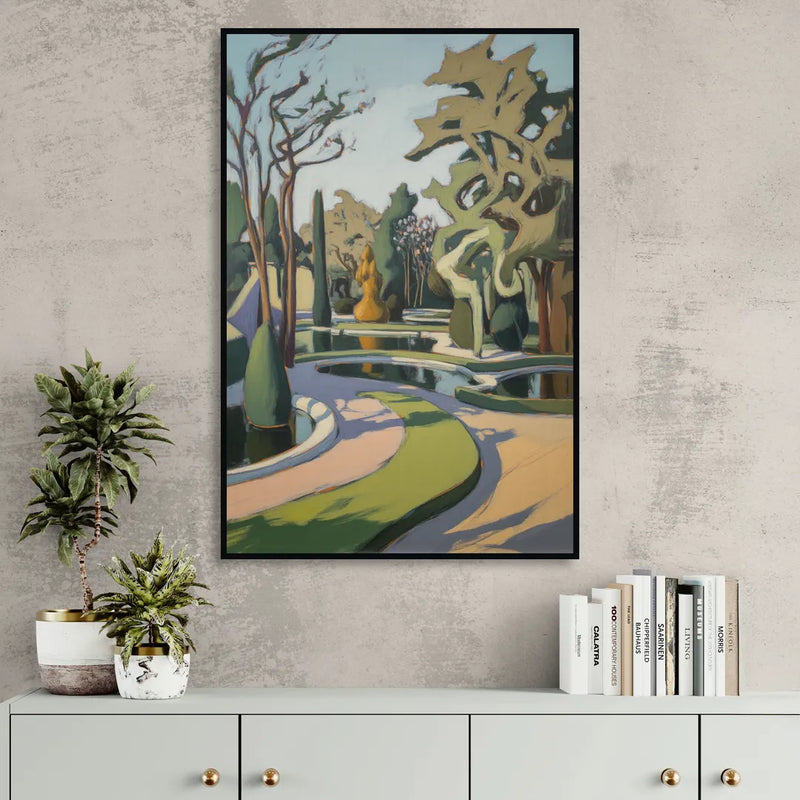 Benrath Palace Gardens Living Room - Black Canvas Wall Art