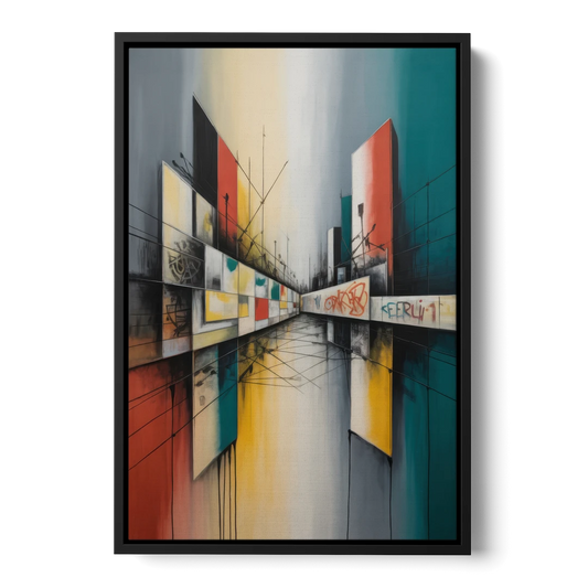 Berlin Wall Echoes - Black Framed Canvas Wall Art - Front