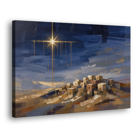 Bethlehem Painting with Sleeping Hilltop Town - Canvas Wall Art