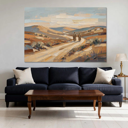 Biblical Wall Art of Two Walking the Judean Road - Canvas Wall Art - Sofa - 60x40