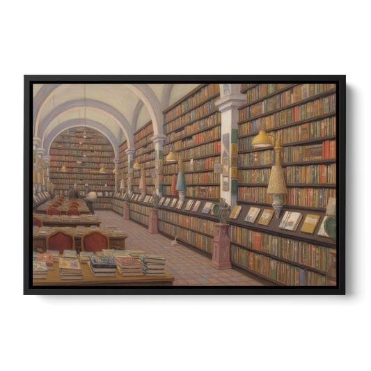 Biblioteca Palafoxiana - Black Framed Canvas Wall Art - Front