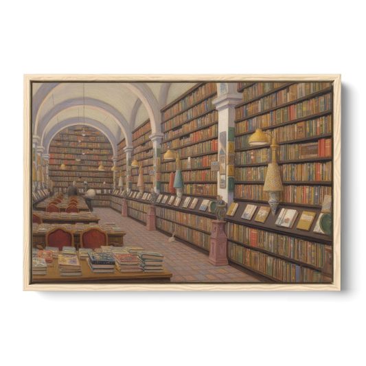 Biblioteca Palafoxiana - Oak Framed Canvas Wall Art - Front