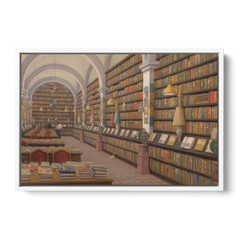 Biblioteca Palafoxiana - White Framed Canvas Wall Art - Front
