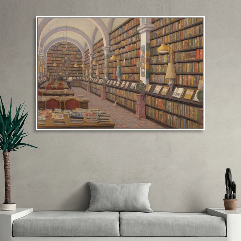 Biblioteca Palafoxiana Sitting Room - White Canvas Wall Art