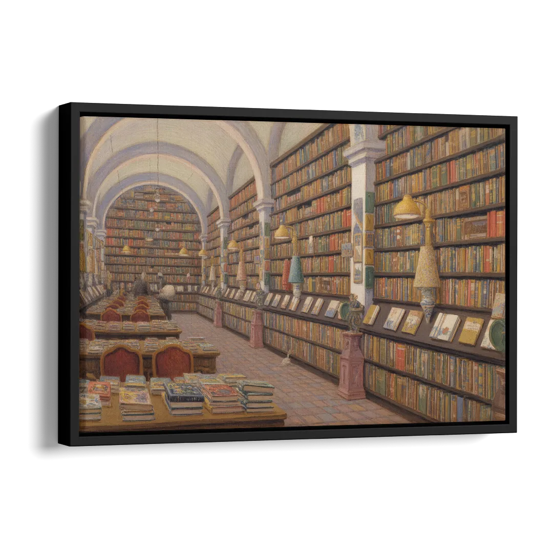 Biblioteca Palafoxiana Side - Black Canvas Wall Art