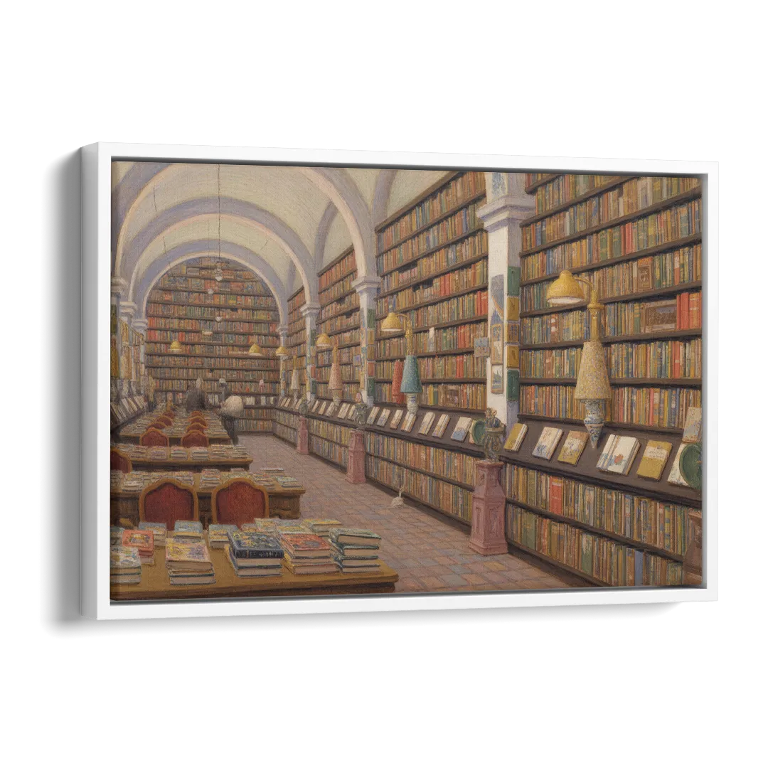 Biblioteca Palafoxiana Side - White Canvas Wall Art