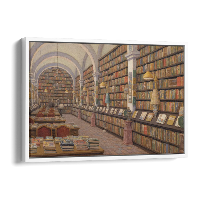 Biblioteca Palafoxiana Side - White Canvas Wall Art