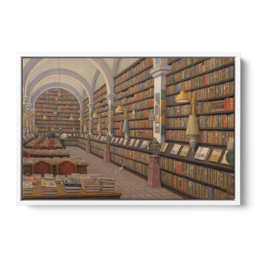Biblioteca Palafoxiana Front - White Canvas Wall Art