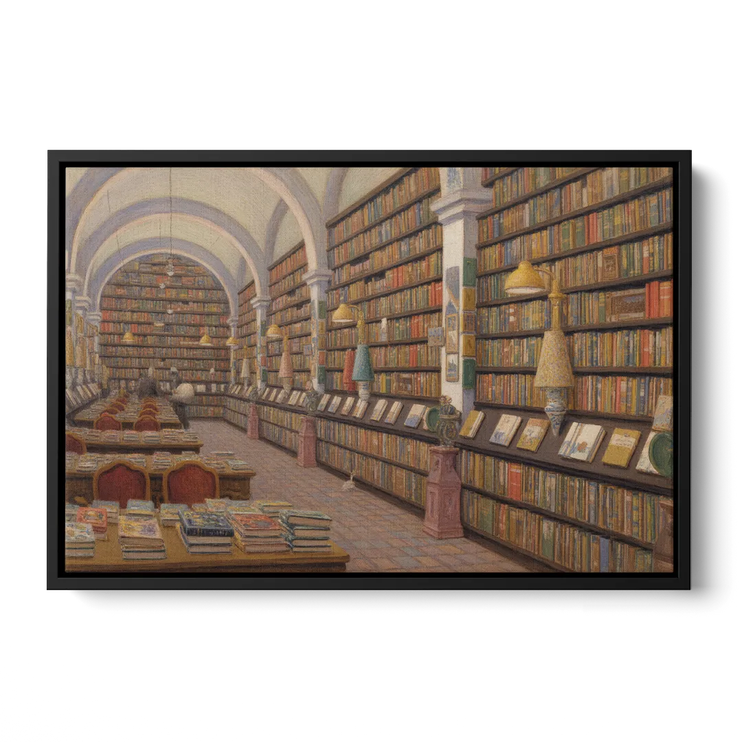 Biblioteca Palafoxiana Front - Black Canvas Wall Art
