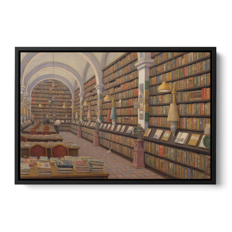 Biblioteca Palafoxiana Front - Black Canvas Wall Art