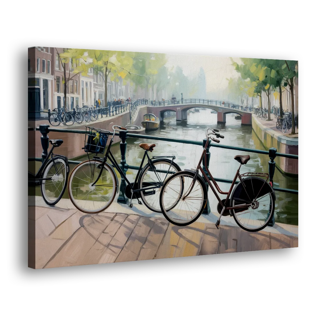 Bicycles of Amsterdam Side - Canvas Wall Art