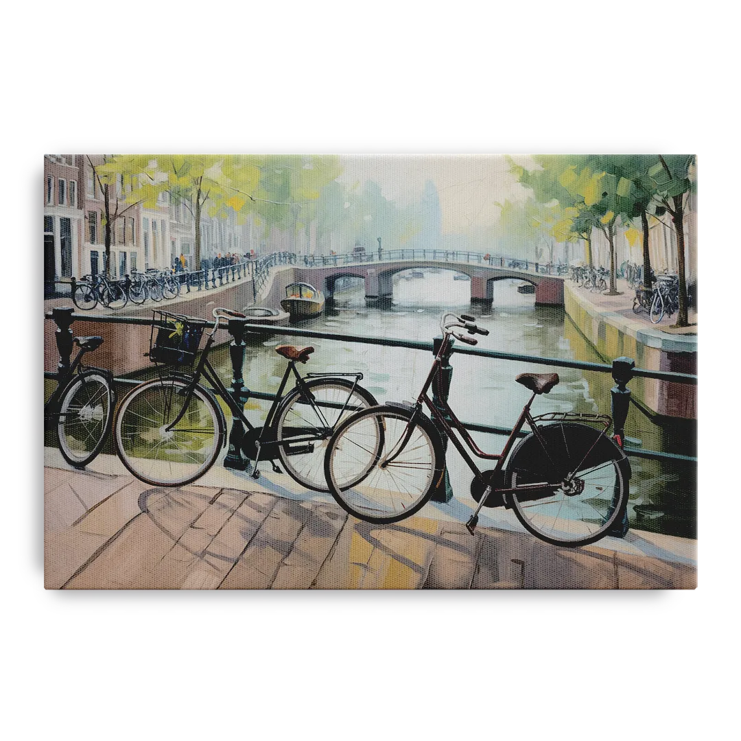 Bicycles of Amsterdam Front - Canvas Wall Art