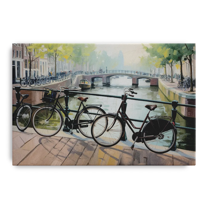 Bicycles of Amsterdam Front - Canvas Wall Art
