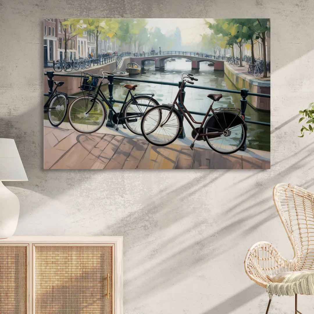 Bicycles of Amsterdam Sitting Room - Canvas Wall Art