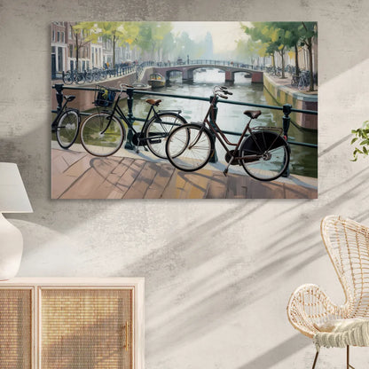 Bicycles of Amsterdam Sitting Room - Canvas Wall Art
