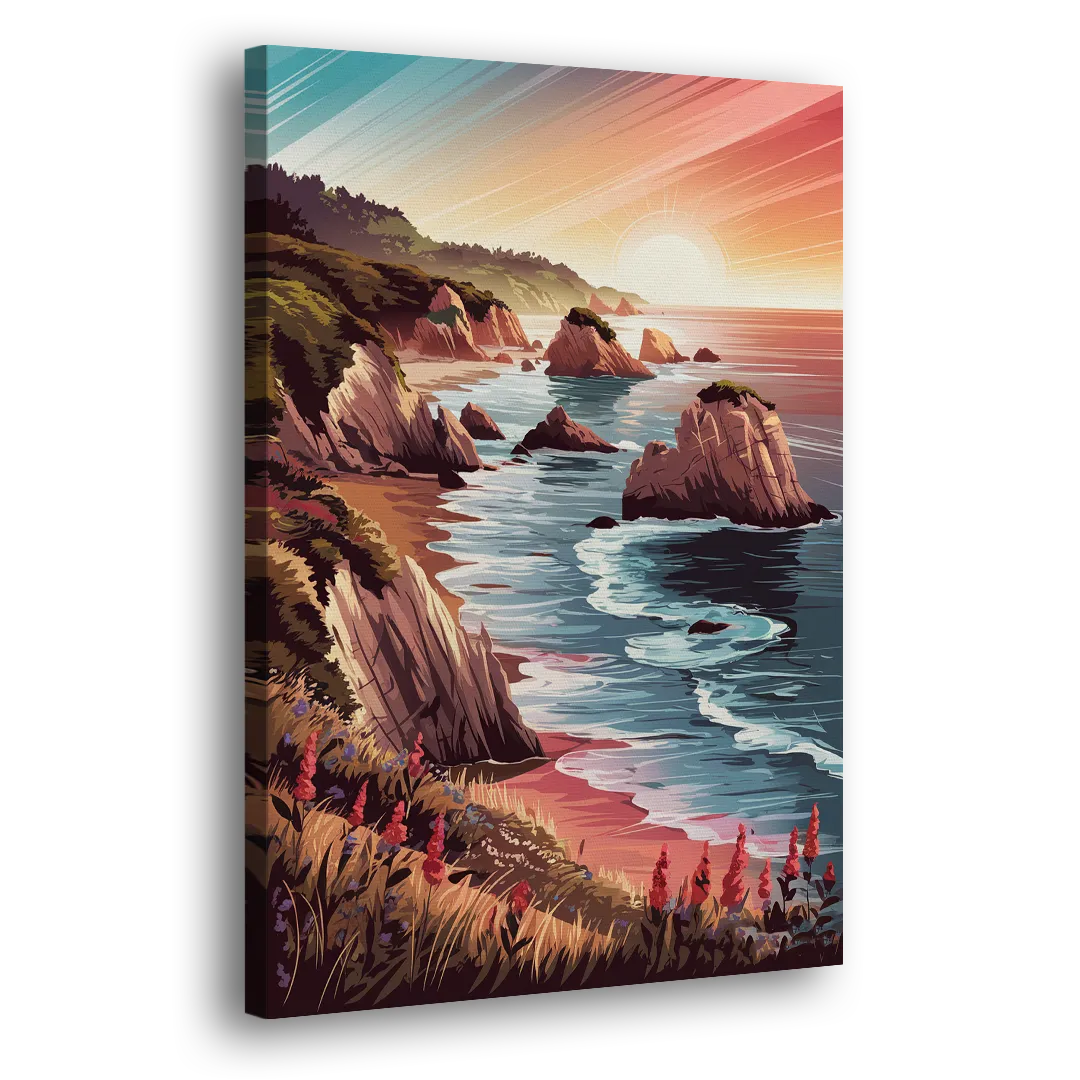 Big Sur Coastal Sunset Side - Canvas Wall Art