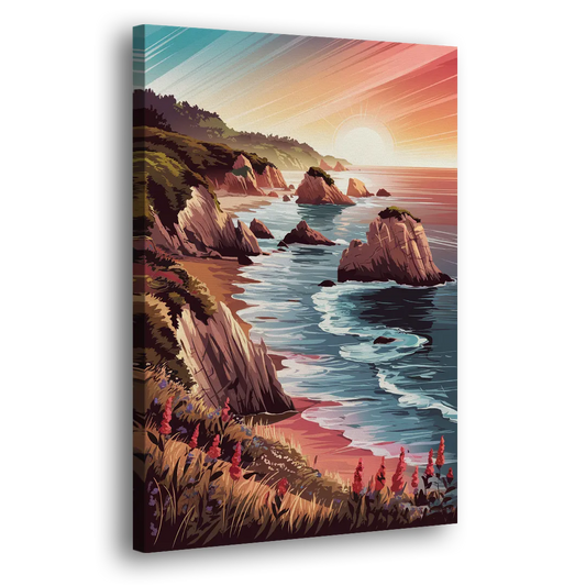 Big Sur Coastal Sunset Side - Canvas Wall Art