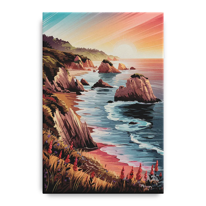 Big Sur Coastal Sunset Front - Canvas Wall Art