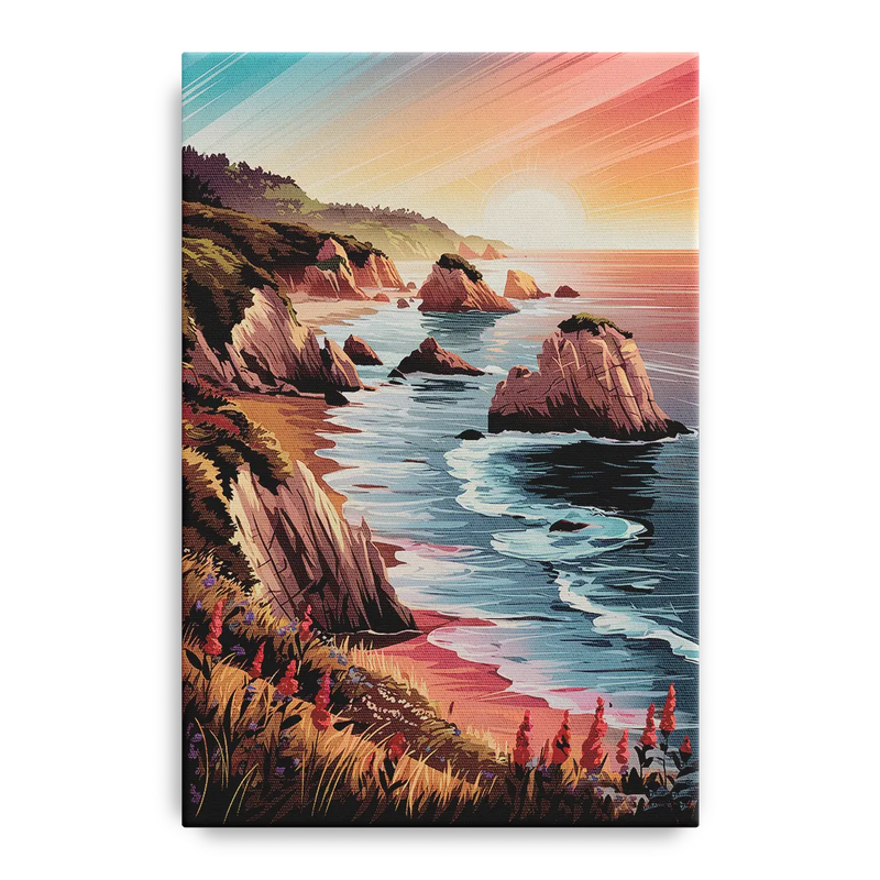 Big Sur Coastal Sunset Front - Canvas Wall Art