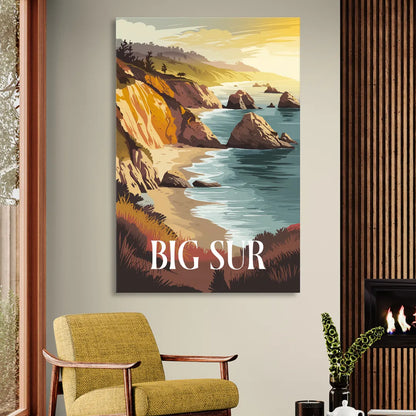 Big Sur Golden Hour Sitting Room - Canvas Wall Art