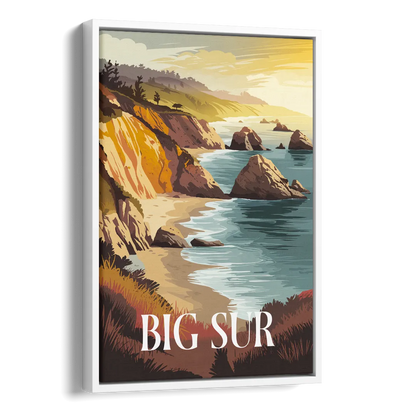 Big Sur Golden Hour Side - White Canvas Wall Art