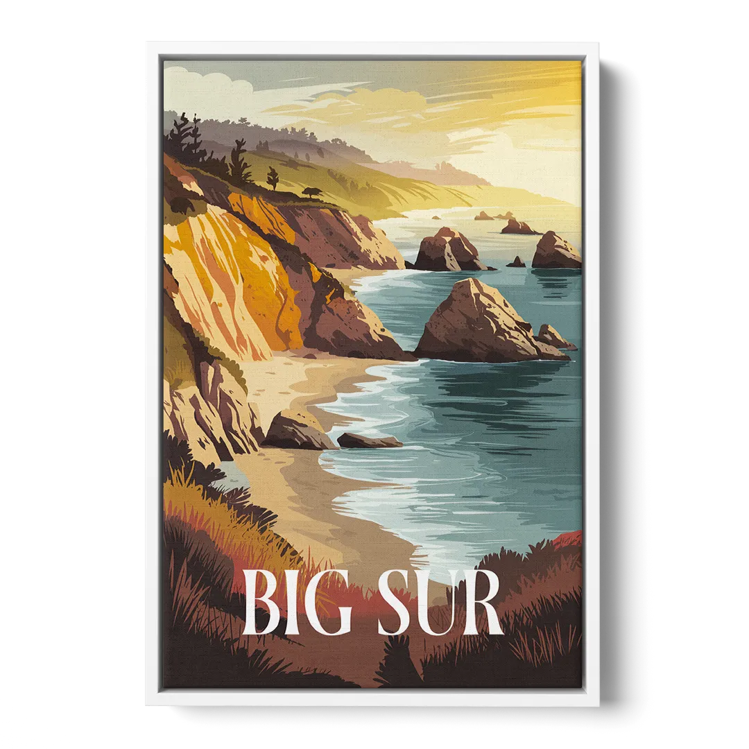 Big Sur Golden Hour Front - White Canvas Wall Art