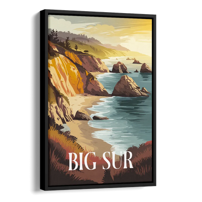 Big Sur Golden Hour Side - Black Canvas Wall Art