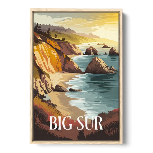 Big Sur Golden Hour - Oak Framed Canvas Wall Art - Front